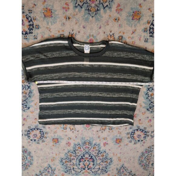 NWT Francesca's Blue Rain Green and White Parris Stripe Dolman Top - XL - Picture 6 of 11